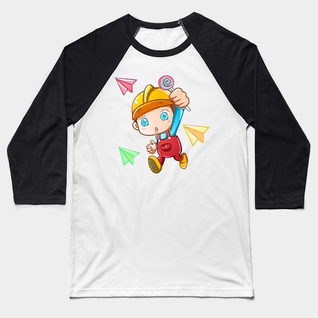 Paper Airplanes Kid T-Shirt Baseball T-Shirt by playlite